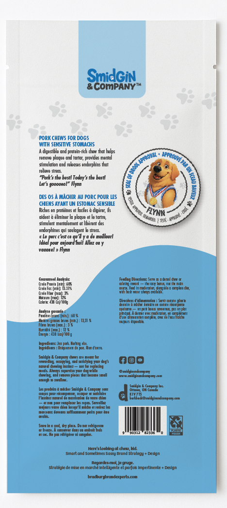 Rear of pork chews for dogs with sensitive stomachs